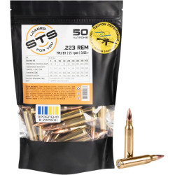 Набій нарізний STS .223 Rem, куля FMJ BT, 55 gr (3,56 г), латунна гільза, 50 шт/уп