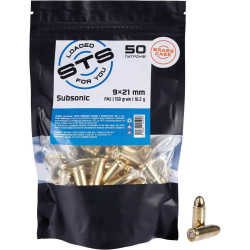 Набій нарізний STS Subsonic 9 мм (9x21), куля FMJ RN, 158 gr (10,24 г), латунна гільза