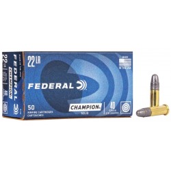 Патрон нарізний Federal Champion 22LR, LRN 40GR(2,59г), 378 м/с 50ш/100уп.