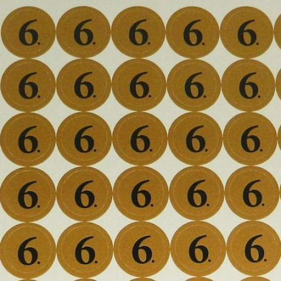 Наклейки на набої № 6 (діаметр 18 мм, 54 шт на аркуші), аркуш