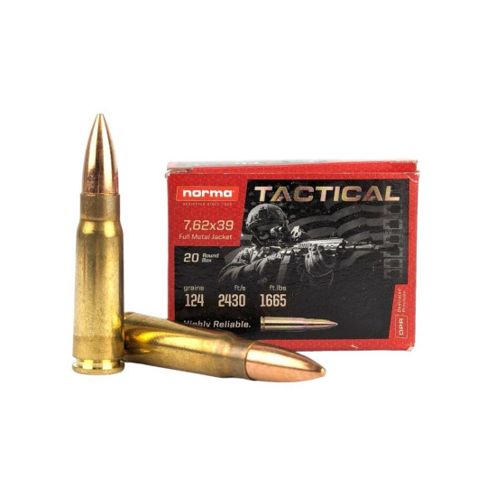 Набій нарізний Norma 7.62x39, куля FMJ, 124 gr, 20 шт/500 шт