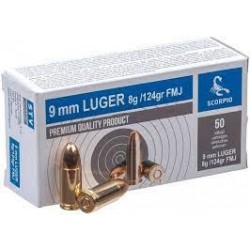 Патрон спортивний STV Scorpio 9mm Luger (9х19), 8гр (124GR), FMJ, 50шт/1000 шт