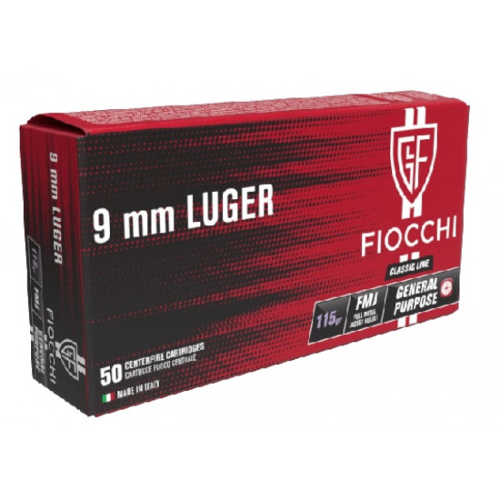 Патроны нарезные Fiocchi 9х19 Luger FMJ 115Gr (7.45 г)
