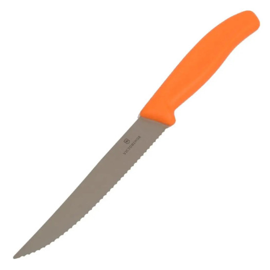 Ніж кухонний столовий Victorinox SwissClassic, 12 см, серейторне лезо, помаранчевий