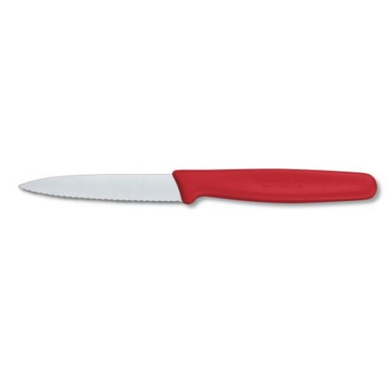 Ніж кухонний Victorinox Standart, 8 см, серейторне лезо, червоний