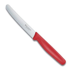 Нож кухонный Victorinox Standart 5.0831, 11 см, серейторное лезвие, закруглённый, красный