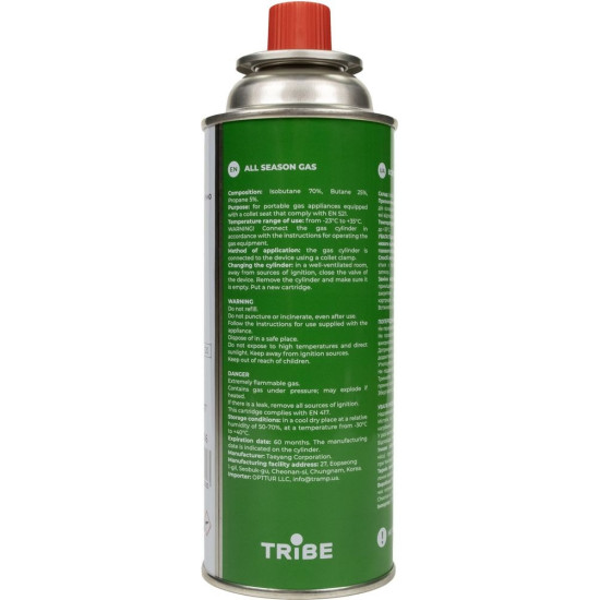 Газовий картридж Tribe цанговий, 220 г, T-HF-0006
