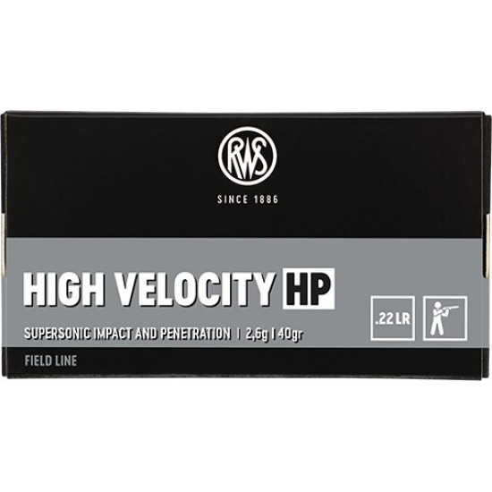 Патрон нарезной RWS High Velocity Hollow Point, кал. 22 LR, 40 gr (2,6 г), 385 м/с