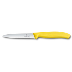 Нож кухонный Victorinox SwissClassic 7736.L8, 10 см, серейторное лезвие, жёлтый
