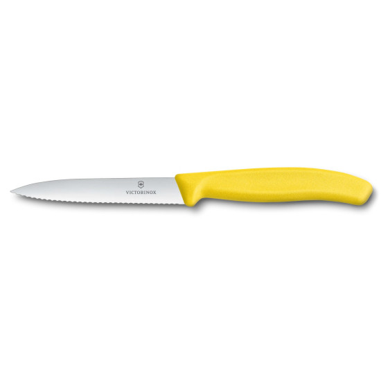 Ніж кухонний Victorinox SwissClassic 7736.L8, 10 см, серейторне лезо, жовтий