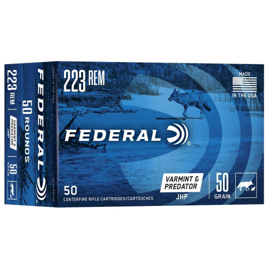 Набій нарізний Federal Varmint & Predator 223 Rem, куля JHP, 50 gr (3,2 г)