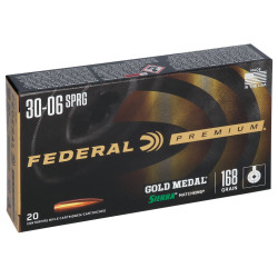 Патрон нарезной Federal Gold Medal 30-06, пуля Sierra MatchKing BTHP, 168 gr (10,89 г), 20 шт/уп