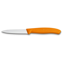 Нож кухонный Victorinox SwissClassic 6.7636.L119, 8 см, серейторное лезвие, оранжевый