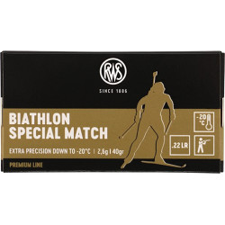 Патрон нарезной RUAG RWS Biathlon Special Match .22 LR, пуля LHP, 40 gr (2,6 г)