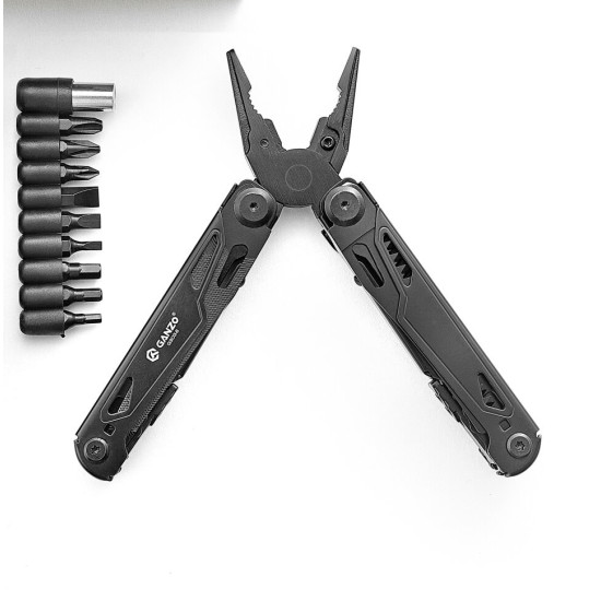 Мультитул Ganzo G303-B, 16 см, 21 функция, чёрный, биты и чехол