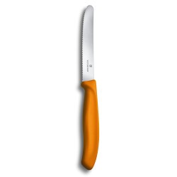 Нож кухонный Victorinox SwissClassic 11 см, серрейтор, закруглённый, оранжевый