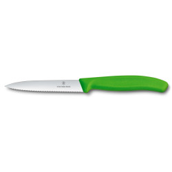 Нож кухонный Victorinox SwissClassic, 10 см, серейторное лезвие, зелёный