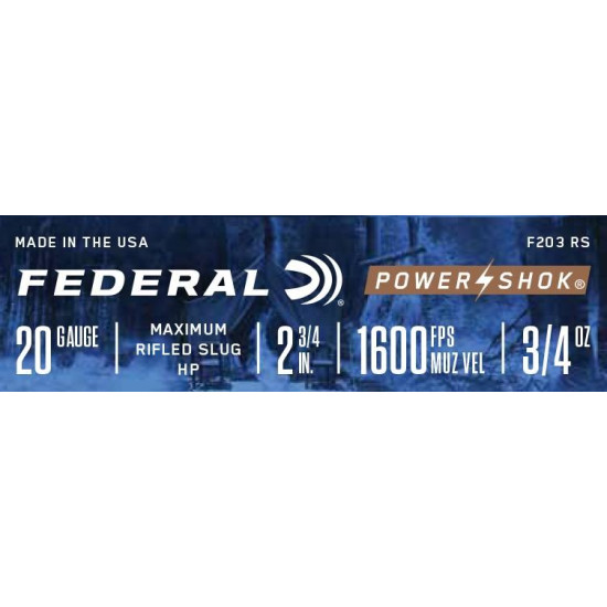 Куля Federal Power Shok Rifled Slug кал. 20/70, 21,3 г, 5/250 шт