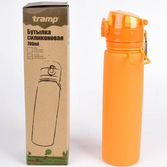 Бутылка силиконовая Tramp, 700 мл, оранжевая