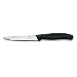 Нож кухонный стейковый Victorinox SwissClassic 6.7233.20, 11 см, серейторное лезвие, чёрный