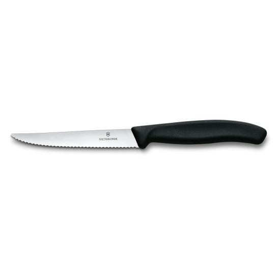 Нож кухонный стейковый Victorinox SwissClassic 6.7233.20, 11 см, серейторное лезвие, чёрный