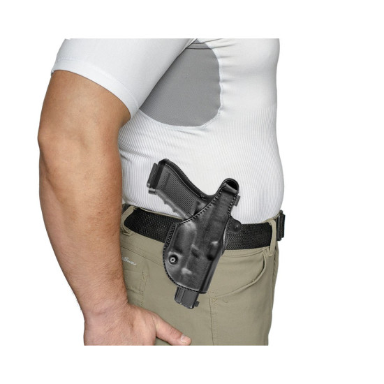 Кобура кожаная трёхслойная формованная поясная/плечевая для Glock (3КУ9)