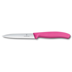 Нож кухонный Victorinox SwissClassic, 10 см, серейторное лезвие, розовый