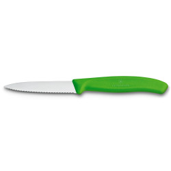 Нож кухонный Victorinox SwissClassic 8 см, волнистое лезвие, зелёный (6.7636.L114)