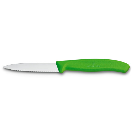 Ніж кухонний Victorinox SwissClassic 8 см, хвилясте лезо, зелений (6.7636.L114)