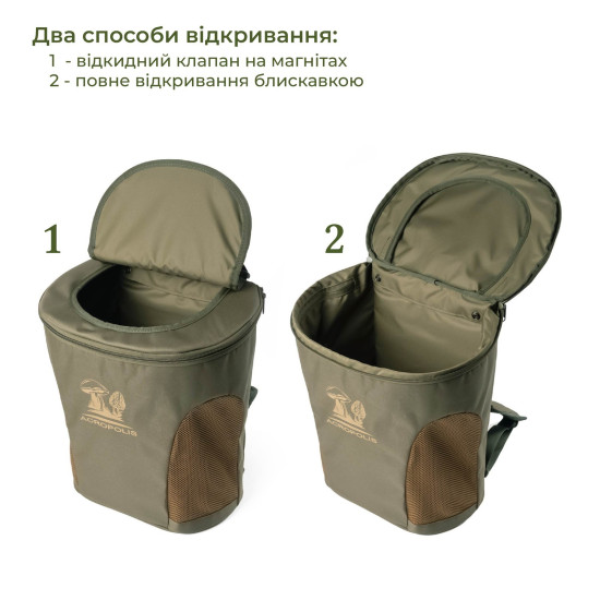 Рюкзак грибника РНГ-10 (заплечник / сумка через плечо / корзина для грибов), 17 л
