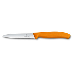 Нож кухонный Victorinox SwissClassic, 10 см, серейторное лезвие, оранжевый