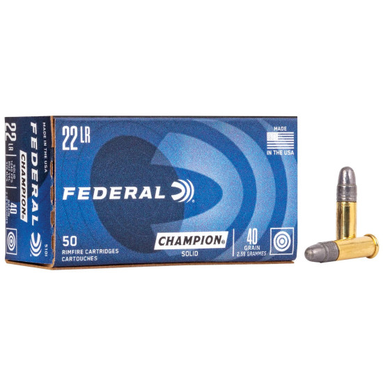 Набій нарізний Federal Champion 22LR, куля LRN, 40 gr (2,59 г), 378 м/с, 50 шт