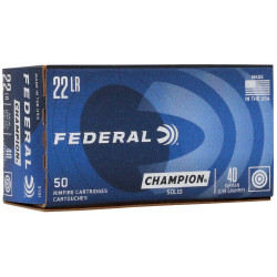 Патрон нарезной Federal Champion 22LR, пуля LRN, 40 gr (2,59 г), 378 м/с, 50 шт