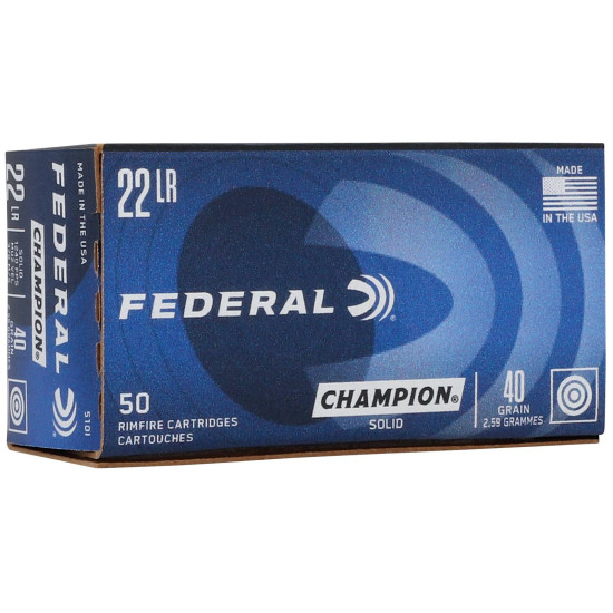 Набій нарізний Federal Champion 22LR, куля LRN, 40 gr (2,59 г), 378 м/с, 50 шт