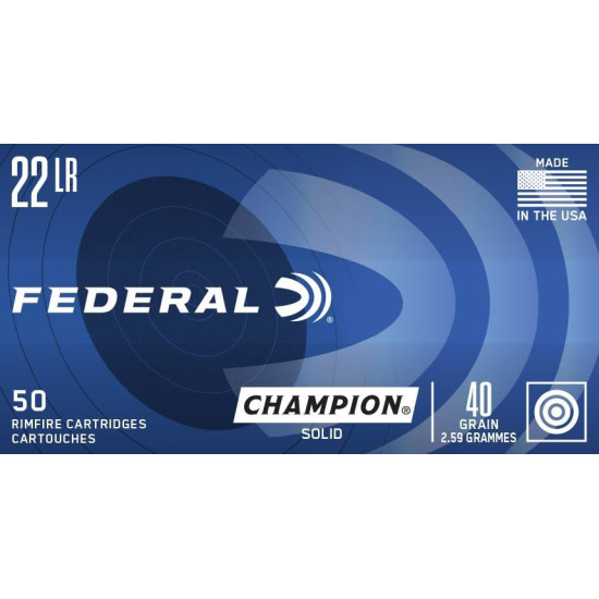 Набій нарізний Federal Champion 22LR, куля LRN, 40 gr (2,59 г), 378 м/с, 50 шт