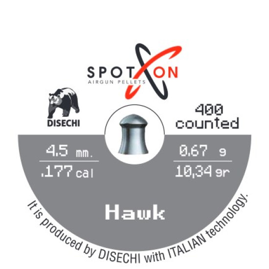 Кулі пневматичні Spoton Hawk кал. 4,5 мм, 0,67 г (400 шт.)